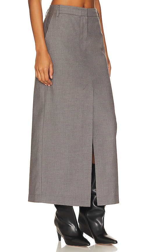 REMAIN Long Suiting Skirt in Grey