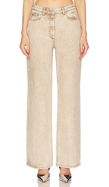 REMAIN Special Yoke Straight Leg in Beige - REMAIN - Jambe droite à empiècement spécial en beige - REMAIN 米色特殊轭直腿 - REMAIN Special Yoke Straight Leg in Beige - REMAIN 스페셜 요크 스트레이트 레그 베이지색 - REMAIN Gamba dritta con carré speciale in beige