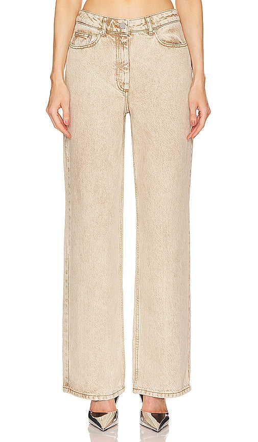 REMAIN Special Yoke Straight Leg in Beige - REMAIN - Jambe droite à empiècement spécial en beige - REMAIN 米色特殊轭直腿 - REMAIN Special Yoke Straight Leg in Beige - REMAIN 스페셜 요크 스트레이트 레그 베이지색 - REMAIN Gamba dritta con carré speciale in beige