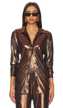 REMI x REVOLVE Yvette Button Up Shirt in Metallic Bronze