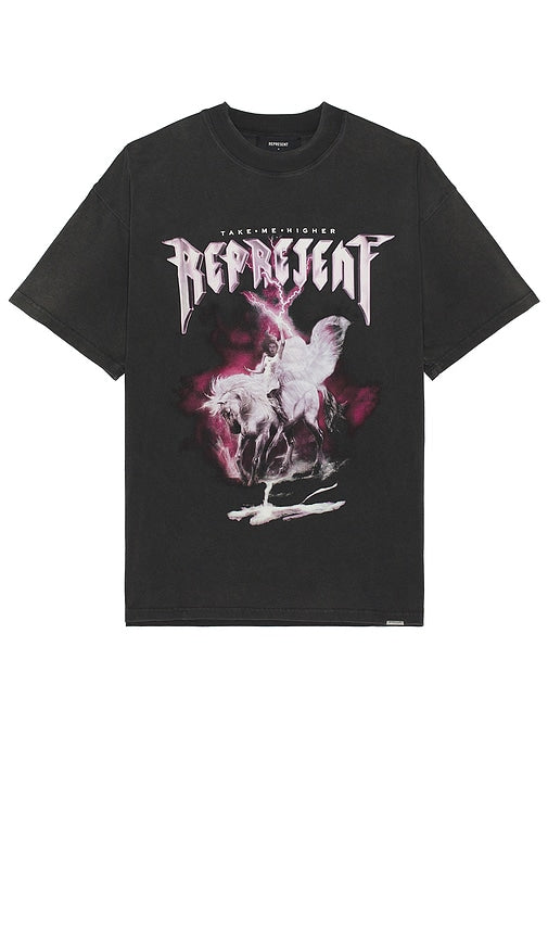 REPRESENT Take Me Higher T-shirt in Charcoal - T-shirt REPRÉSENT Take Me Higher en charbon de bois - REPRESENT Take Me High 木炭色 T 恤 - REPRESENT Take Me Higher T-Shirt in Anthrazit - REPRESENT 차콜 소재의 Take Me Higher 티셔츠 - T-shirt REPRESENT Take Me Higher in carbone