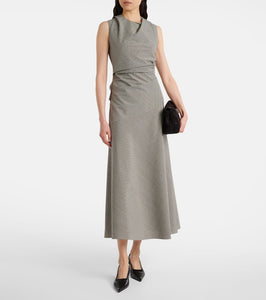 R√É¬≥he Draped checked wool-blend maxi dress