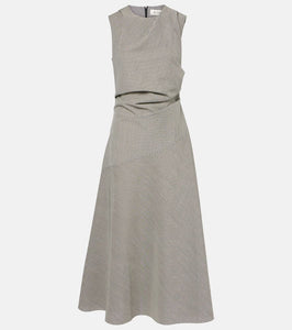 R√É¬≥he Draped checked wool-blend maxi dress