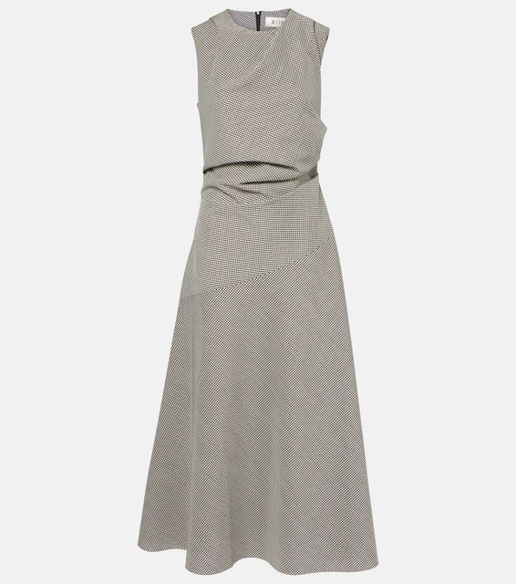 R√É¬≥he Draped checked wool-blend maxi dress