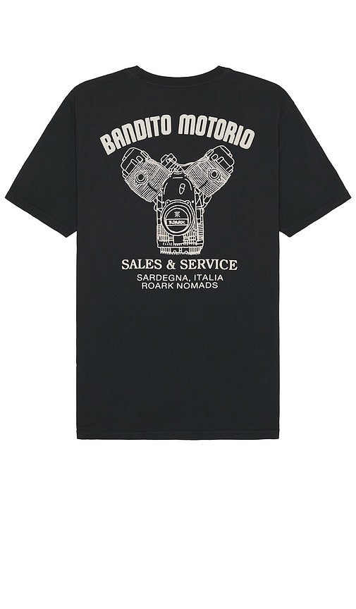 ROARK Bandito Motorio Tee in Black - T-shirt ROARK Bandito Motorio en noir - ROARK Bandito Motorio 黑色 T 恤 - ROARK Bandito Motorio T-Shirt in Schwarz - ROARK Bandito Motorio 티셔츠 색상 - Maglietta ROARK Bandito Motorio in nero