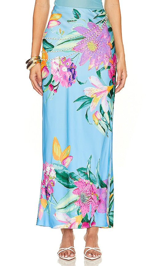 ROCOCO SAND X Revolve Ocean Long Skirt With Pearl Chain in Blue