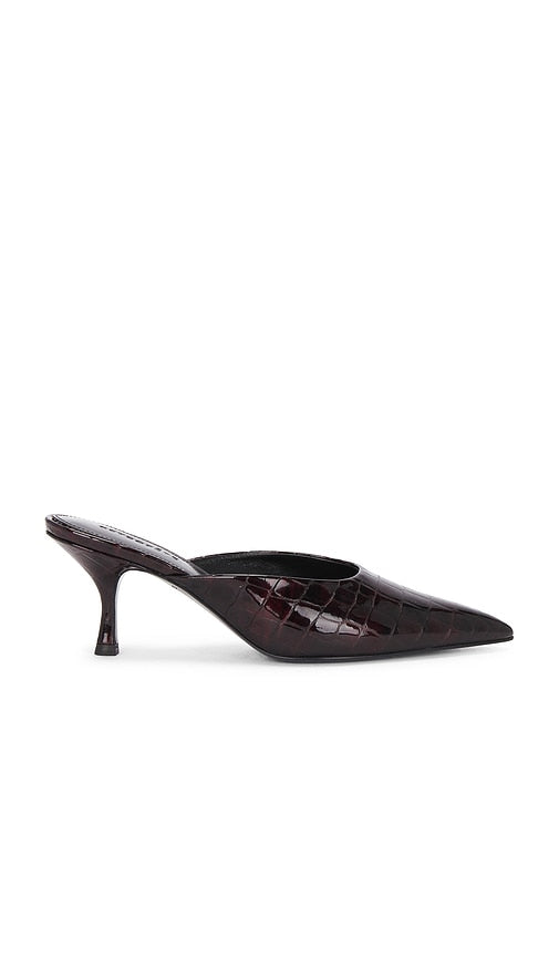 retrofete Bonnie Leather Mule in Burgundy | Burgundy Croco Pump Heels for Women
