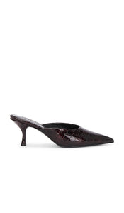 retrofete Bonnie Leather Mule in Burgundy | Burgundy Croco Pump Heels for Women