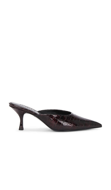 retrofete Bonnie Leather Mule in Burgundy | Burgundy Croco Pump Heels for Women