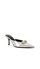 retrofete Francesca Leather Kitten Mule in Metallic Silver