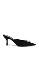 retrofete Francesca Satin Kitten Mule in Black | Black Closed Toe Mules for Women