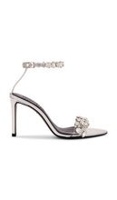 retrofete Hanna Gemstone Sandal in Metallic Silver | Silver Open Toe Heels for Women