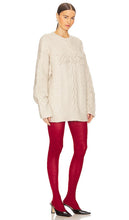 ROTATE Cable Knit Logo Sweater in Ivory
