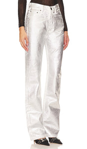 ROTATE Coated Denim Pant in Metallic Silver