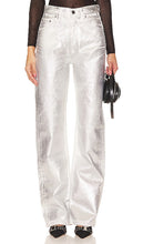 ROTATE Coated Denim Pant in Metallic Silver - Pantalon en denim enduit ROTATE en argent métallisé - 金属银 ROTATE 涂层牛仔长裤 - Beschichtete Jeanshose von ROTATE in Metallic-Silber - ROTATE 코팅 데님 팬츠 - Pantaloni in denim rivestito ROTATE in argento metallizzato