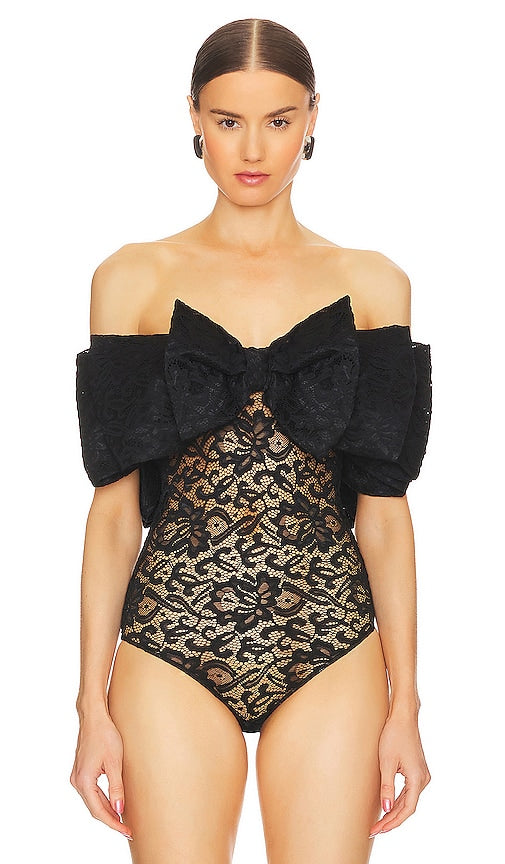 ROTATE Lace Bow Body in Black
