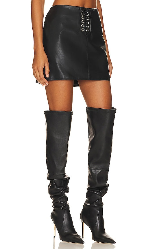 ROTATE Laced Up Skirt in Black