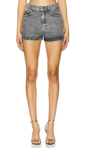 ROTATE Rhinestone Denim Shorts in Grey - ROTATE Short en jean à strass en gris - ROTATE 灰色水钻牛仔短裤 - ROTATE Denim-Shorts mit Strasssteinen in Grau - ROTATE 라인스톤 데님 쇼츠그레이 색상 - ROTATE Pantaloncini in denim con strass in grigio