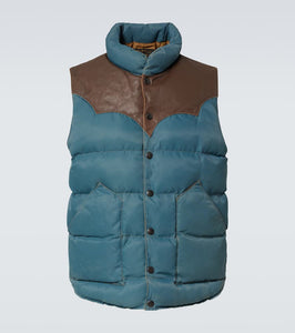 RRL Stonely padded leather-trimmed vest