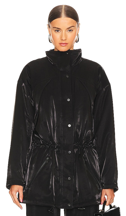 RTA Cinched Waist Parka in Black