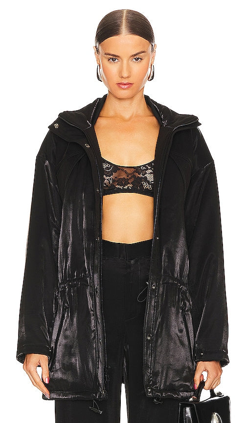 RTA Cinched Waist Parka in Black - Parka RTA à taille cintrée en noir - RTA 黑色收腰派克大衣 - RTA-Parka mit geraffter Taille in Schwarz - RTA 신치드 웨이스트 파카블랙 색상 - Parka RTA con vita stretta in nero