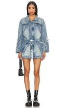 RTA Cinched Waist Parka in Blue