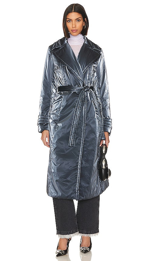 RTA Nylon Trench Coat in Slate