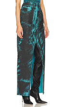 RTA Slit Denim Maxi Skirt in Teal