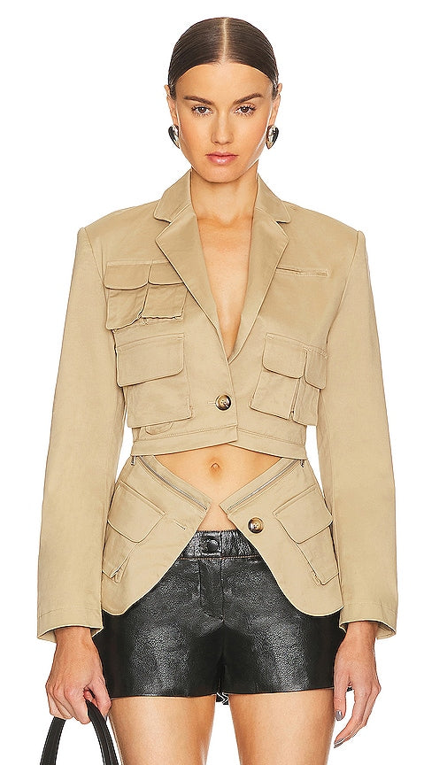 RTA Utilitarian Blazer in Tan