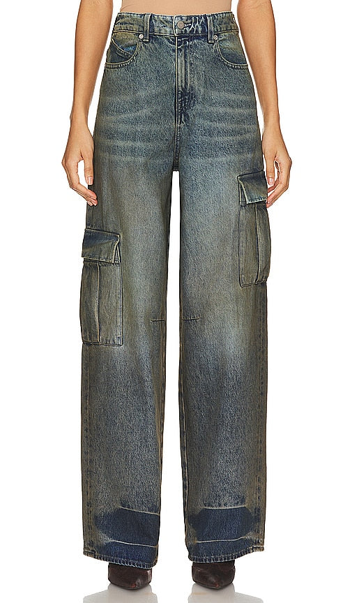 RTA Wide Leg Cargo in Blue - Cargo à jambe large RTA en bleu - RTA 蓝色宽腿货物 - RTA Wide Leg Cargo in Blau - RTA 와이드 레그 카고 블루 색상 - Cargo a gamba larga RTA in blu