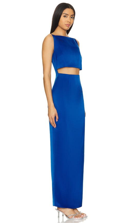 RUMER Oracle Boatneck Gown in Blue