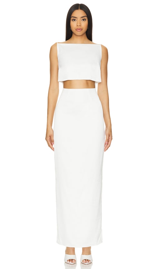 RUMER Oracle Boatneck Gown in White