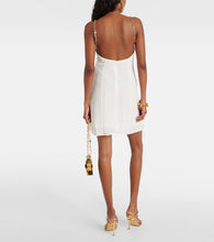 Rabanne Chain-detail pleated silk-blend minidress