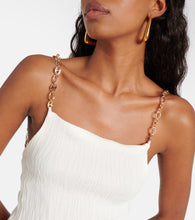 Rabanne Chain-detail pleated silk-blend minidress