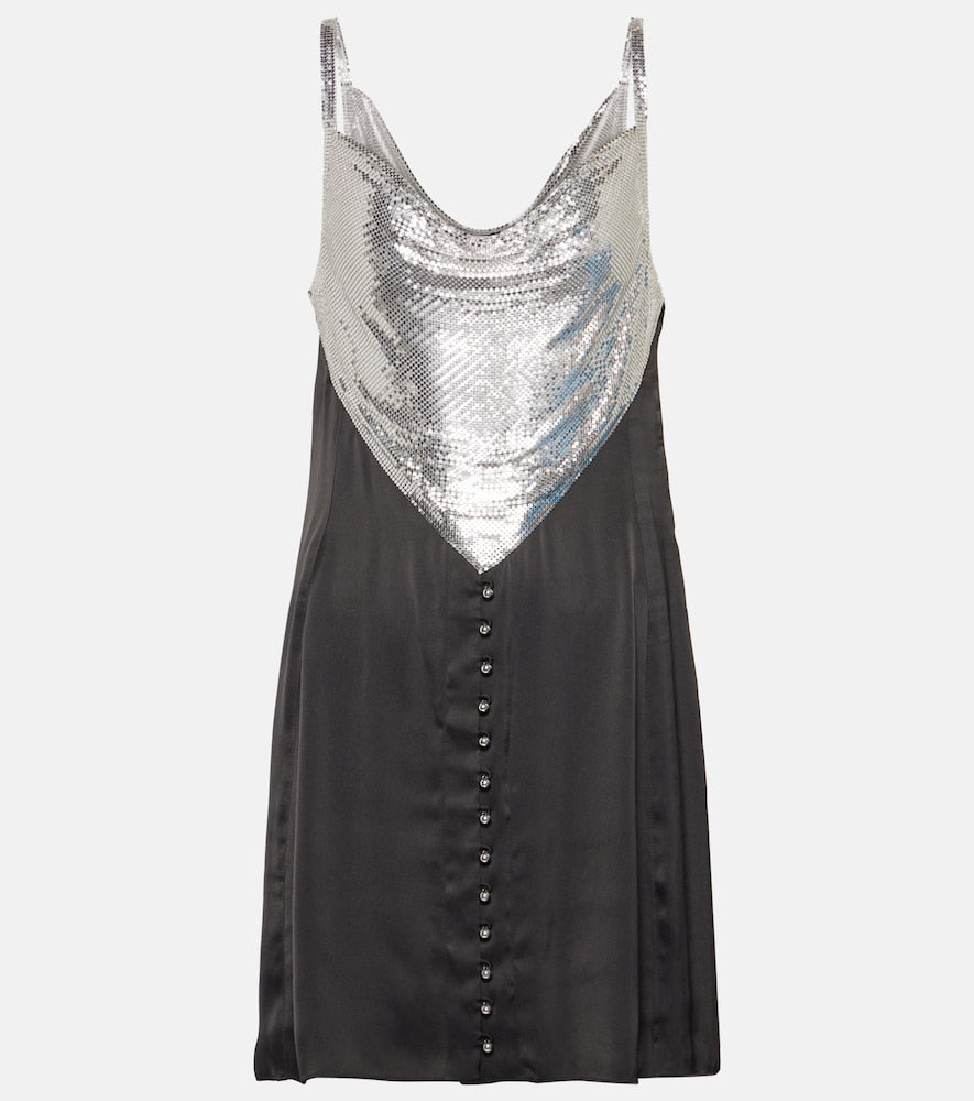 Rabanne Chainmail and satin minidress. Rabanne 锁子甲和缎面迷你裙