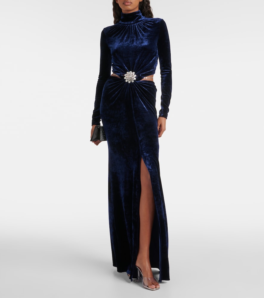 Rabanne Crystal-embellished velvet maxi dress