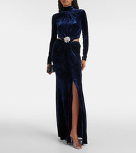 Rabanne Crystal-embellished velvet maxi dress
