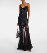 Rabanne Embellished chiffon maxi dress