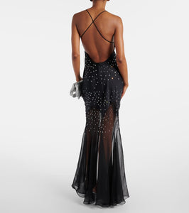 Rabanne Embellished chiffon maxi dress