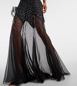 Rabanne Embellished chiffon maxi dress