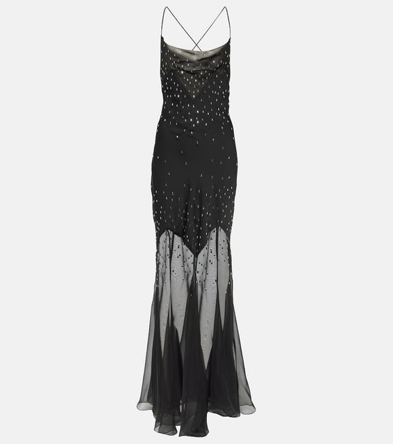 Rabanne Embellished chiffon maxi dress