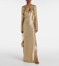 Rabanne Embellished cutout Lamé gown