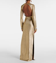Rabanne Embellished cutout Lamé gown
