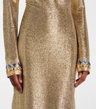 Rabanne Embellished cutout Lamé gown
