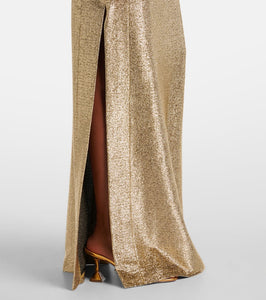 Rabanne Embellished cutout Lamé gown