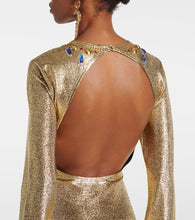 Rabanne Embellished cutout Lamé gown