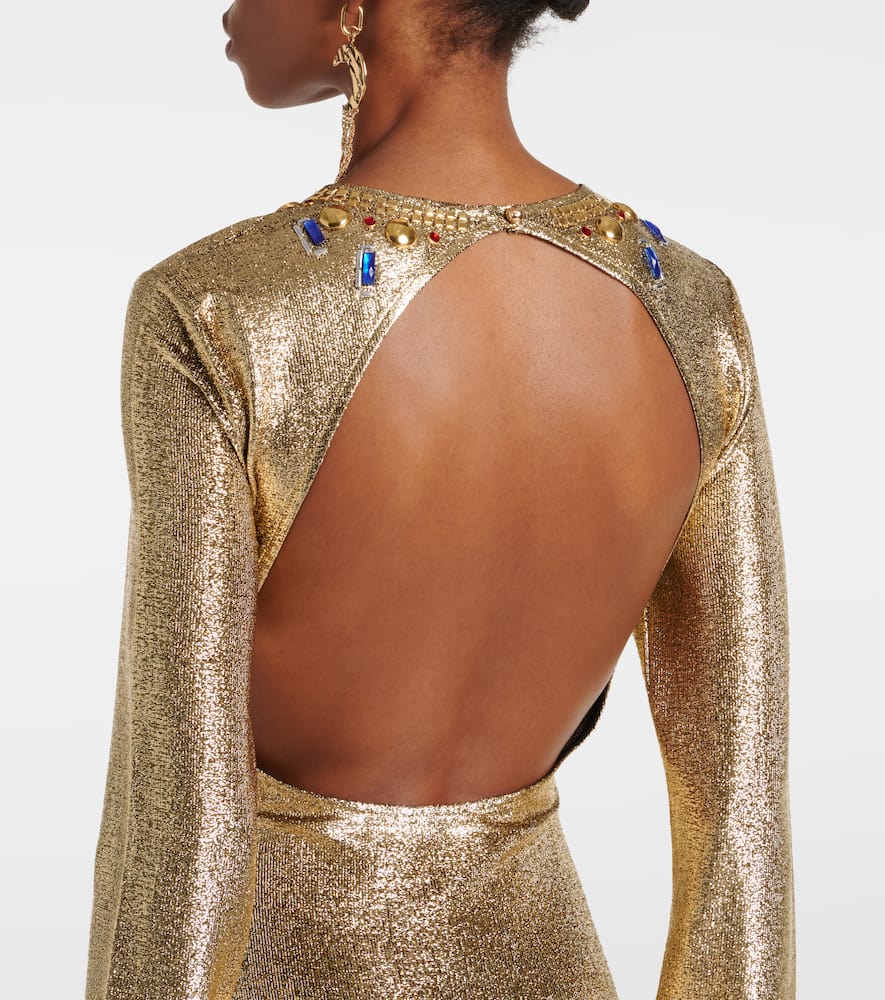 Rabanne Embellished cutout Lamé gown