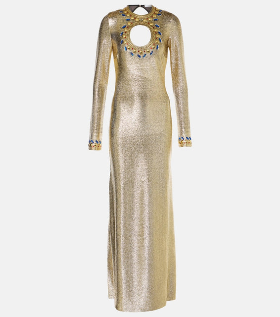 Rabanne Embellished cutout Lamé gown