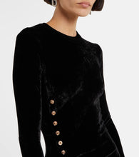 Rabanne Embellished ruched velvet midi dress