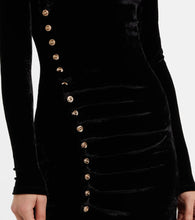 Rabanne Embellished ruched velvet midi dress